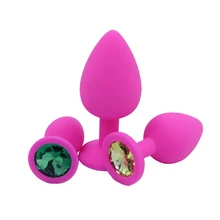 Silicone Anal Plug with Crystal Jewelry Butt Plug No Vibration Anal Gay Sex Toys Korek Analny Masturbator Dilatador Anal Toys small medium large silicone butt plug with crystal jewelry smooth touch anal plug no vibration anal sex toys for woman men gay
