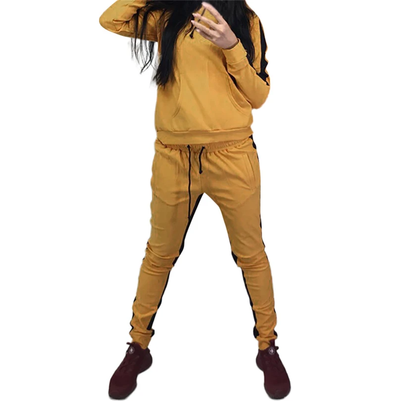 

Women’ s sport suits Casual Fashion Zipper Long Sleeve Pullover Sports Tops + Long Pants Couple Tracksuit Women 2 Pieces Set J30