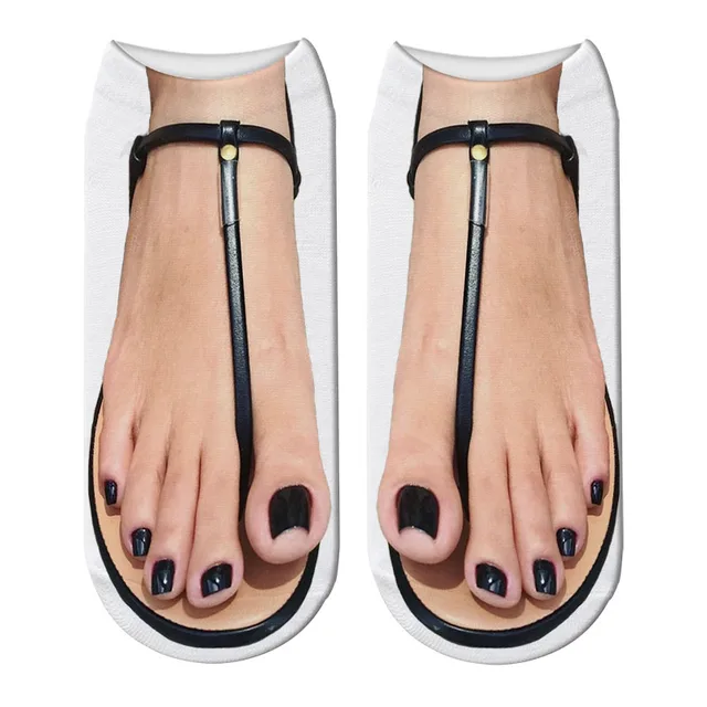 Cute Foot Printed 3D Socks For Women Kawaii Low Ankle Femme Girls Cotton Socks Casual Funny Creative Socks Happy Calcetines Sox Style3