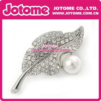 

Classic Crystal Pearl Leaf Brooch Plating - 50mm L