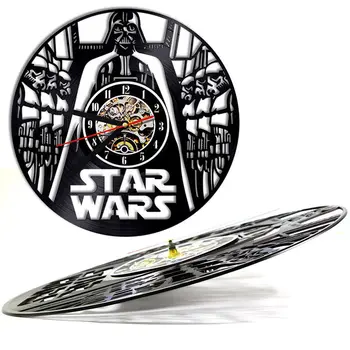 

2019 Top Fashion Promotion Wandklok Star Wars Wall Clock Design Vinyl Cd Record Clocks Hollow Watch Home Decor Silent 12 Inch