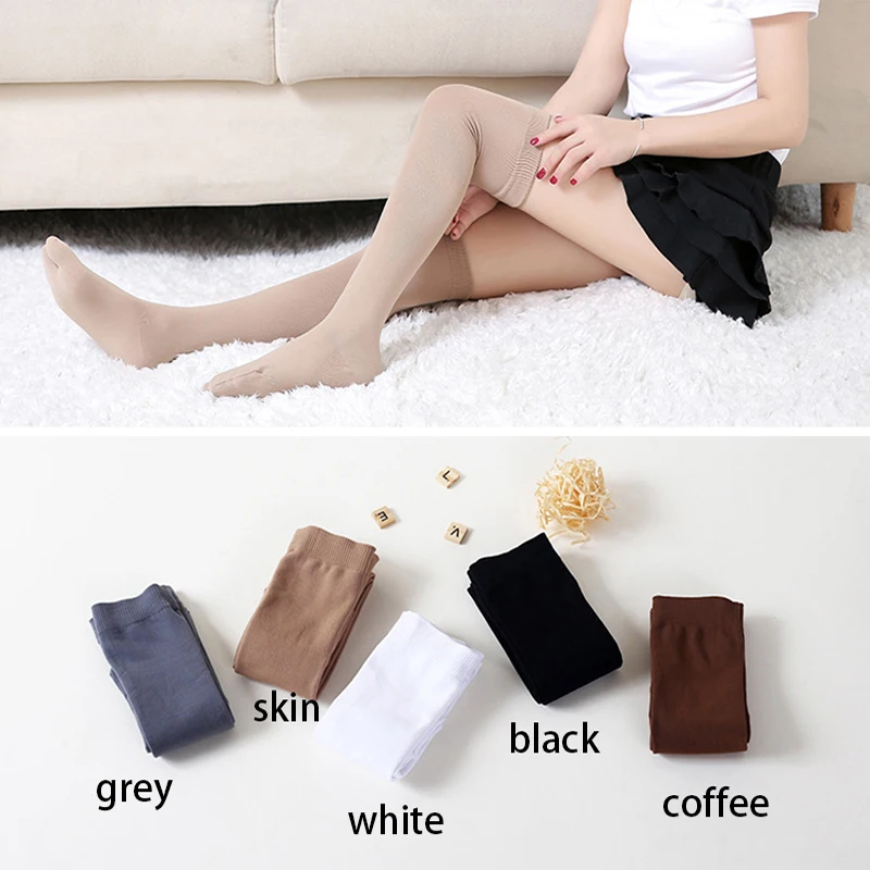 

3 Pairs/lot Women Split Toe Running Stockings Nylon Long Socks Over Knee-High Compression Tight Tabi Stocking female US 5-7.5
