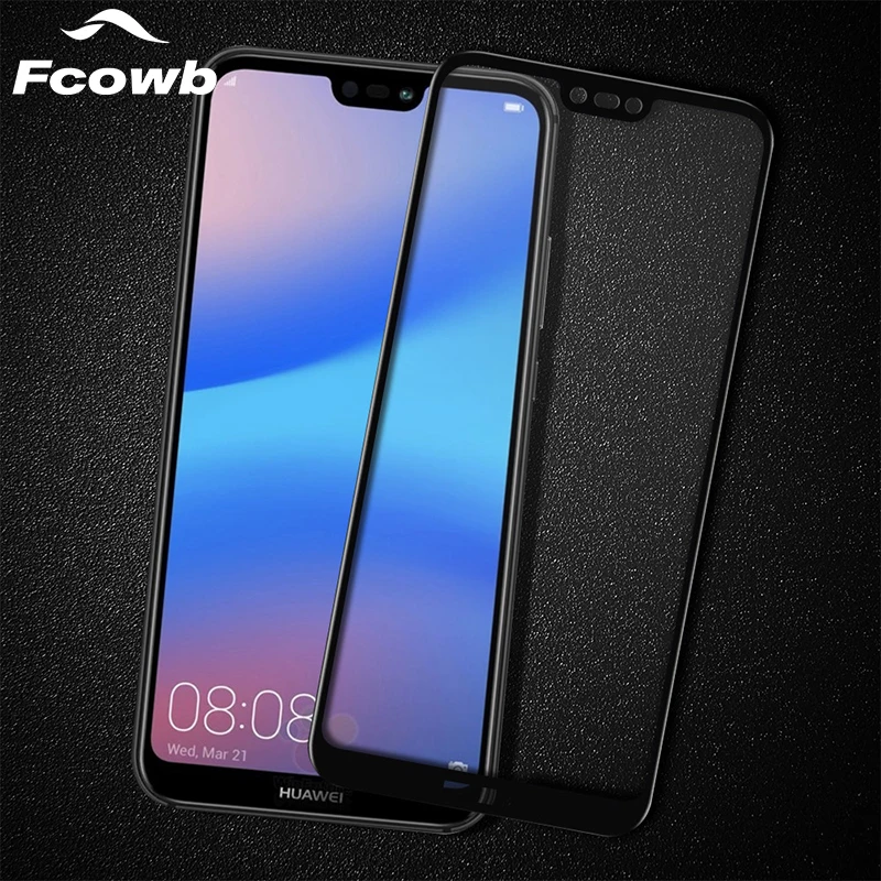 

FCOWB For Huawei P20 Lite Tempered Glass Huawei P20 Pro Tempered Glass 9H Hardness Full Cover Full Screen Protector Glass