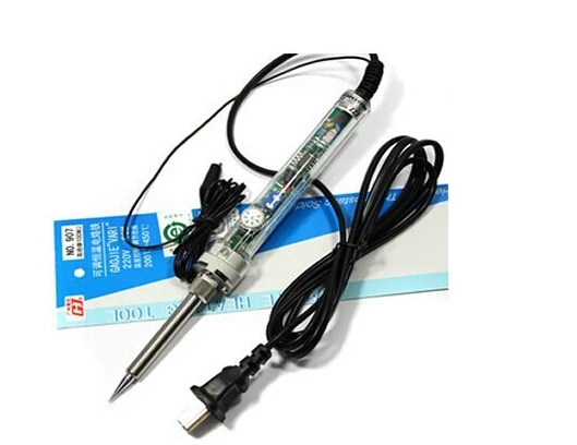 

60W 200-450 degree Temperature Adjustable Electric Soldering Iron Station Tool Kit + 4pc Extra Soldering Tips 907