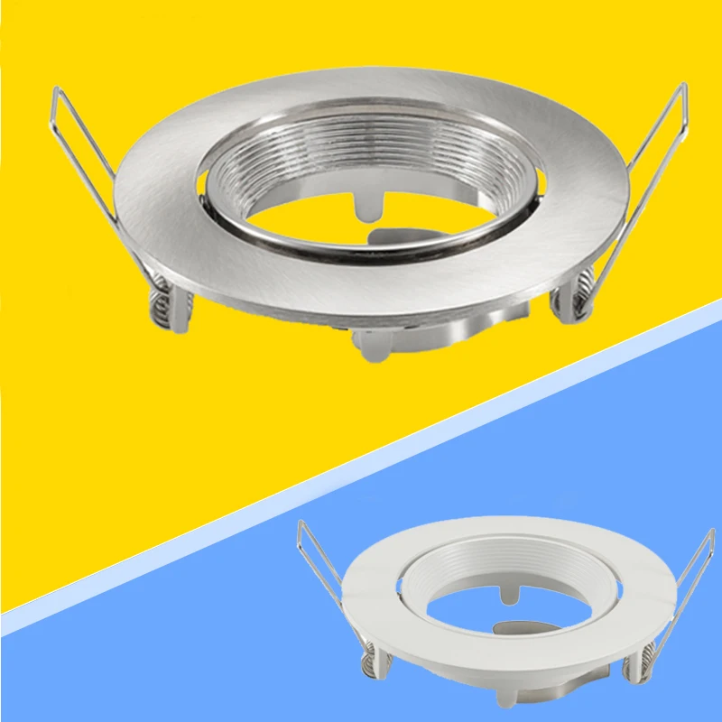 Base de Teto Recessed Light Spotlight Habitação Halogênio Mr16 Gu10 Luz Ponto Quadro Redondo Branco Níquel Luminária Lâmpadas Acessórios Led 3 High Quality Luzes e Iluminação