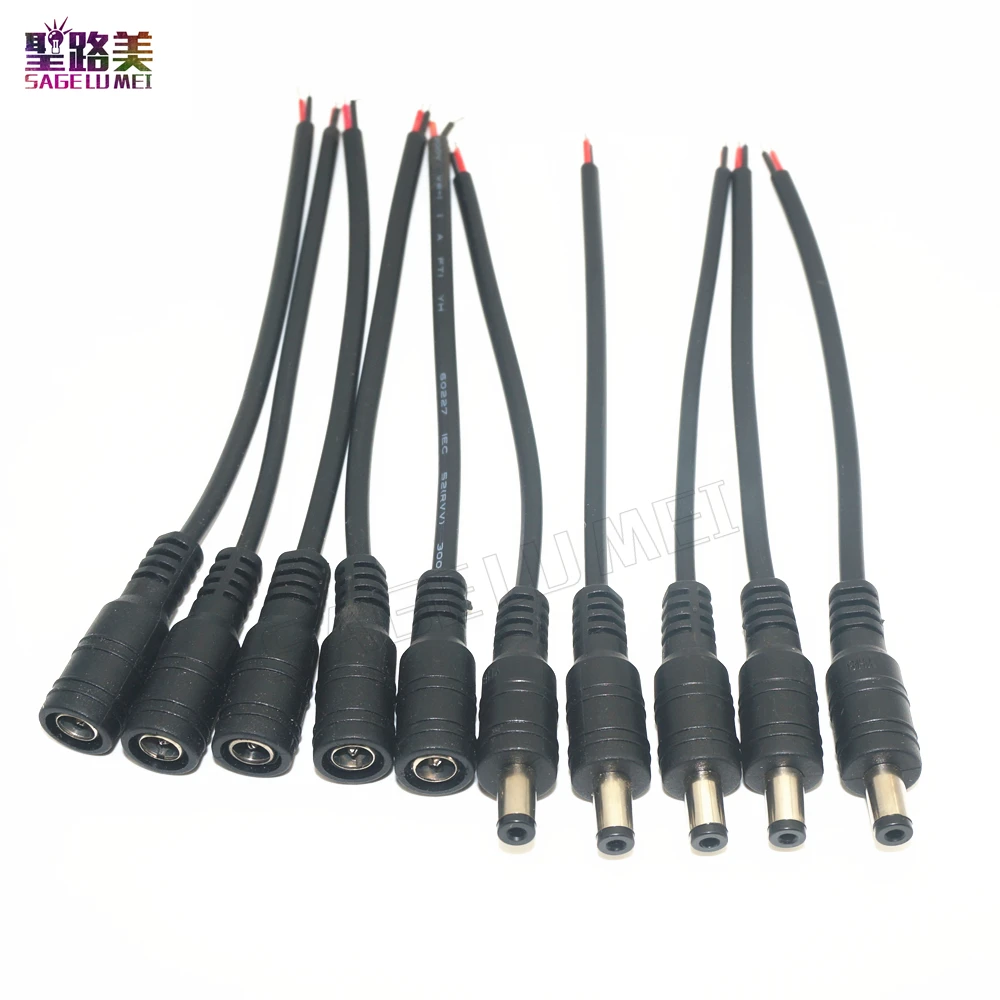 

10pcs 5.5x2.1mm Plug DC Female Male Cable Wire Connector led DC plug For 3528 5050 single color LED Strip Lighting