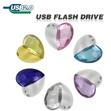 Кристалл флеш-накопитель сердце 64 Гб usb флеш-накопитель 32 ГБ 16 ГБ usb 2,0 usb флеш-накопитель красочные U диск горячая Распродажа День Святого Валентина подарок