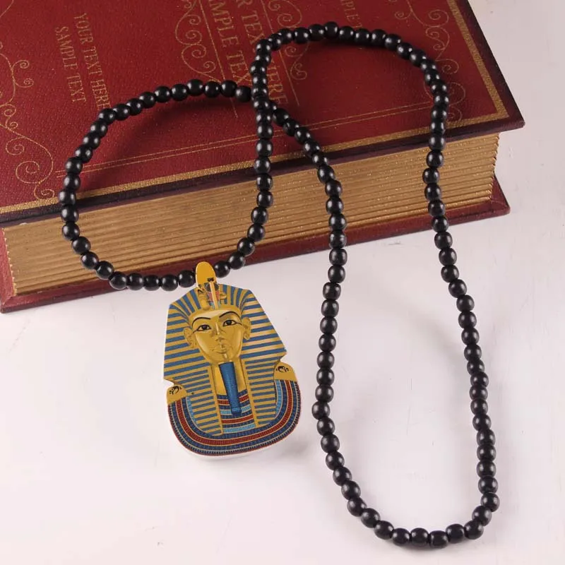 

Pharaoh of Egypt Good Wood Hip-Hop Wooden BeadsNecklace Rosary Jewery