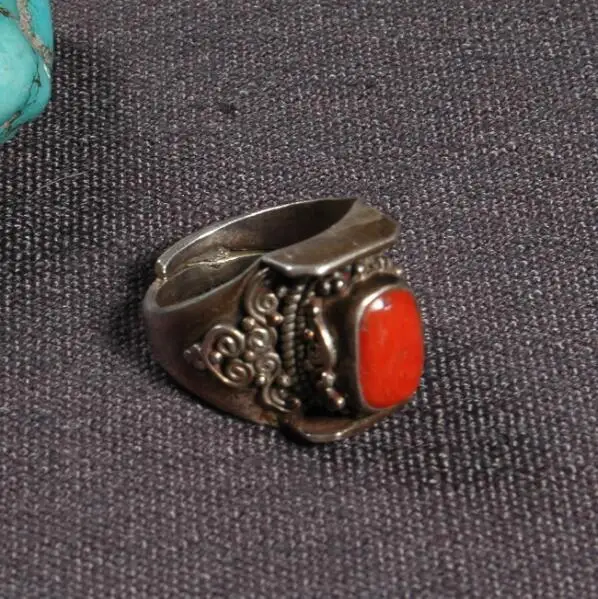 

Handcrafted Nepalese 925 Silver Ring Tibetan 925 Sterling Silver Ring Silver Red Bohemia Ring Resizable