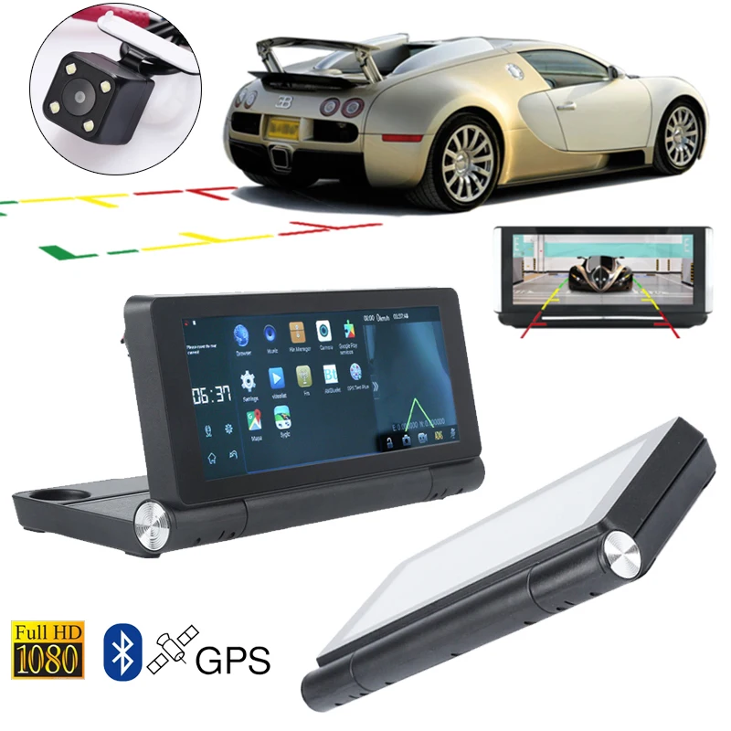 

Vehemo 7" 1080P Car DVRs Dash Cam WIFI 3G Car GPS Navigation Android 5.0 Navigator Touch Screen FM Car Radio+Rearview Camera