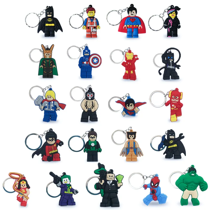 

20PCS Marvel Super Hero Cartoon Figure Key Chain PVC Mini Anime Key Ring Kids Toy Pendant Keychain Children Key Holder Xmas Gift