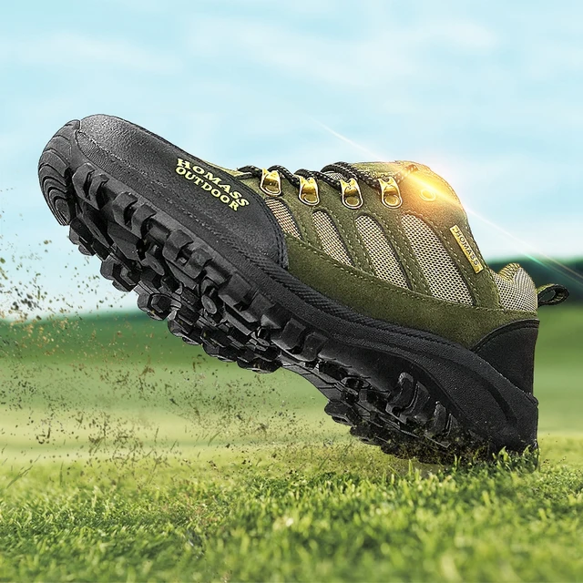 High Quality Thick Sole Men Hiking Shoes Amy Green Sports Sneakers Outdoor Male Camping Trekking Mountain Shoes Men Walking New