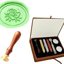 Винтажный романтичный листок розы цветок изображение на заказ логотип Свадебное приглашение воск уплотнение штамп палочки ложка Подарочная коробка набор