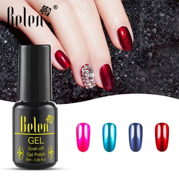

Belen 8ml Titanium Sliver Glitter Gel Nail Polish Soak Off UV Gel Varnish Semi Permanent Used With Gemstone Nail Art Gel Polish
