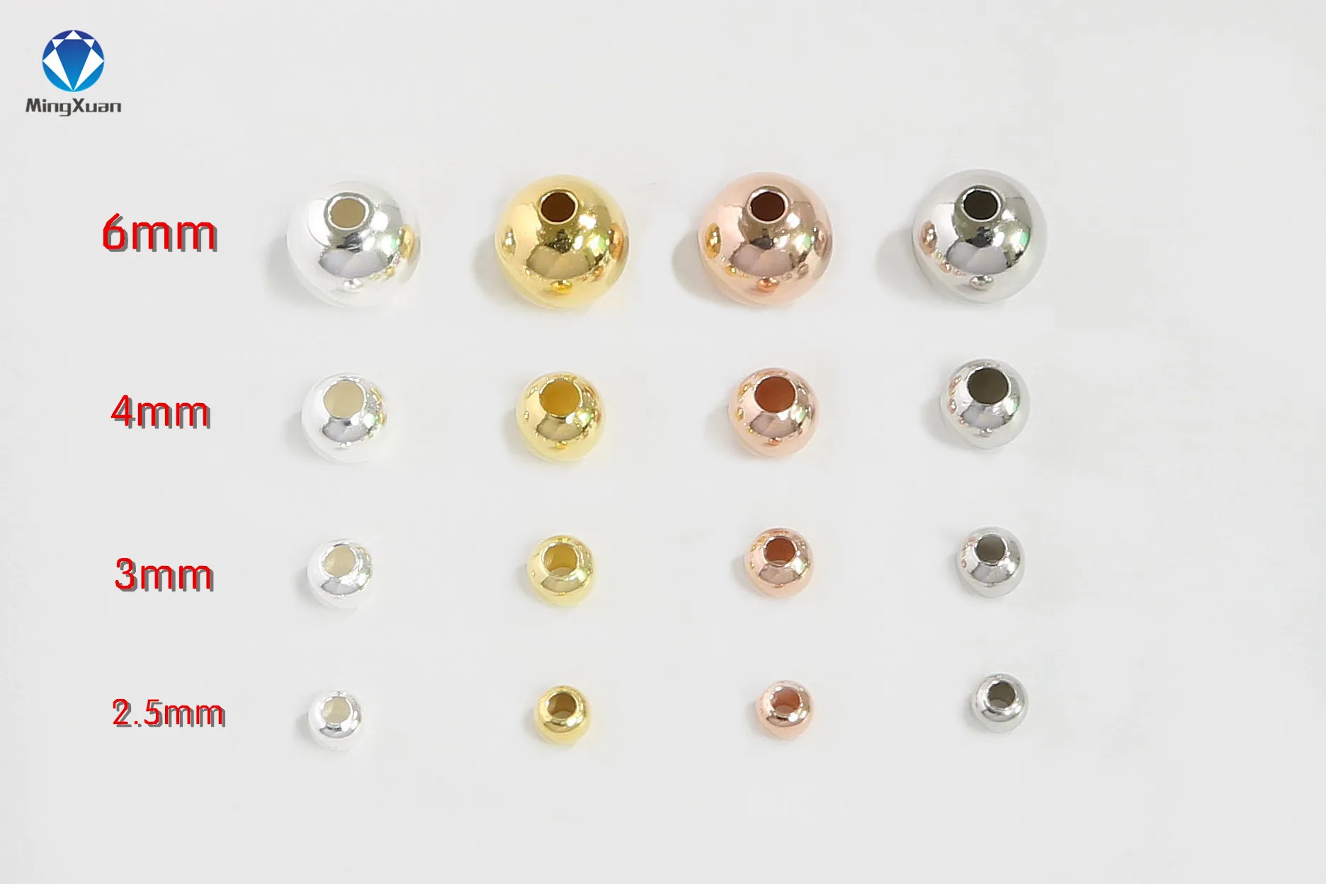 MINGXUAN 10PCS 925 Sterling Silver Beads Round 2.5/3/4/5/6/7mm DIY Jewelry Accessories Loose Ball Findings Bracelet Cabochon Jewelry Findings