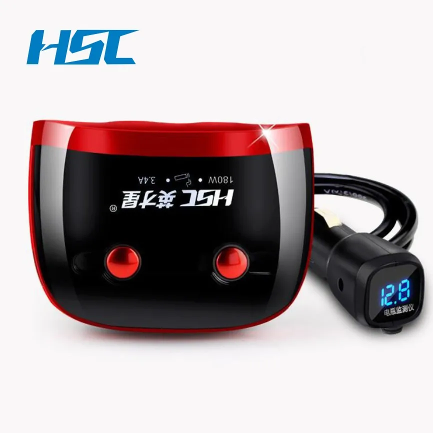 

HSC Car Cigarette Lighter 180W 3 Way Auto Socket Splitter USB Car Charger Power Adapter with Build-in Fuse For Phone GPS MP3 DVR