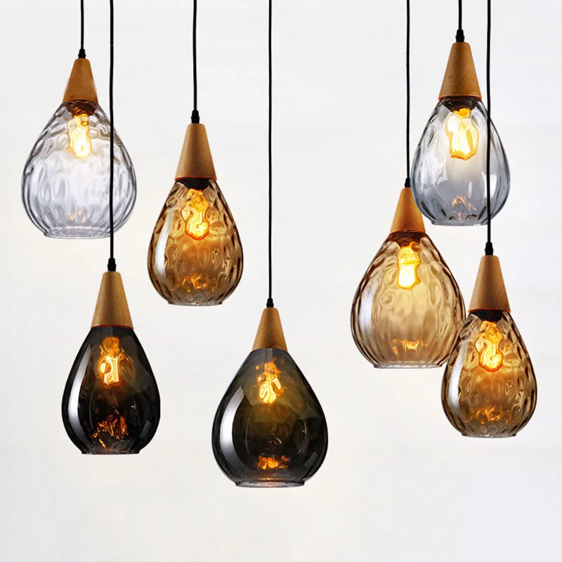Water Drop Gl Pendant Light Creative Modern Hanging Lamp Wood Water Drop Gl Pendant Light Creative