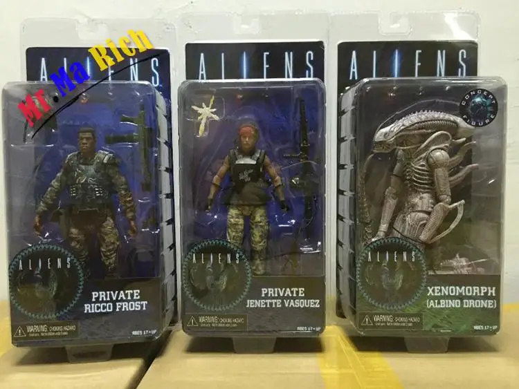 

3 Style Neca Aliens Series 9 Xenomorph Albino Drone Private Ricco Frost Jenette Vasquez Pvc Action Figure Collectible Model Toy