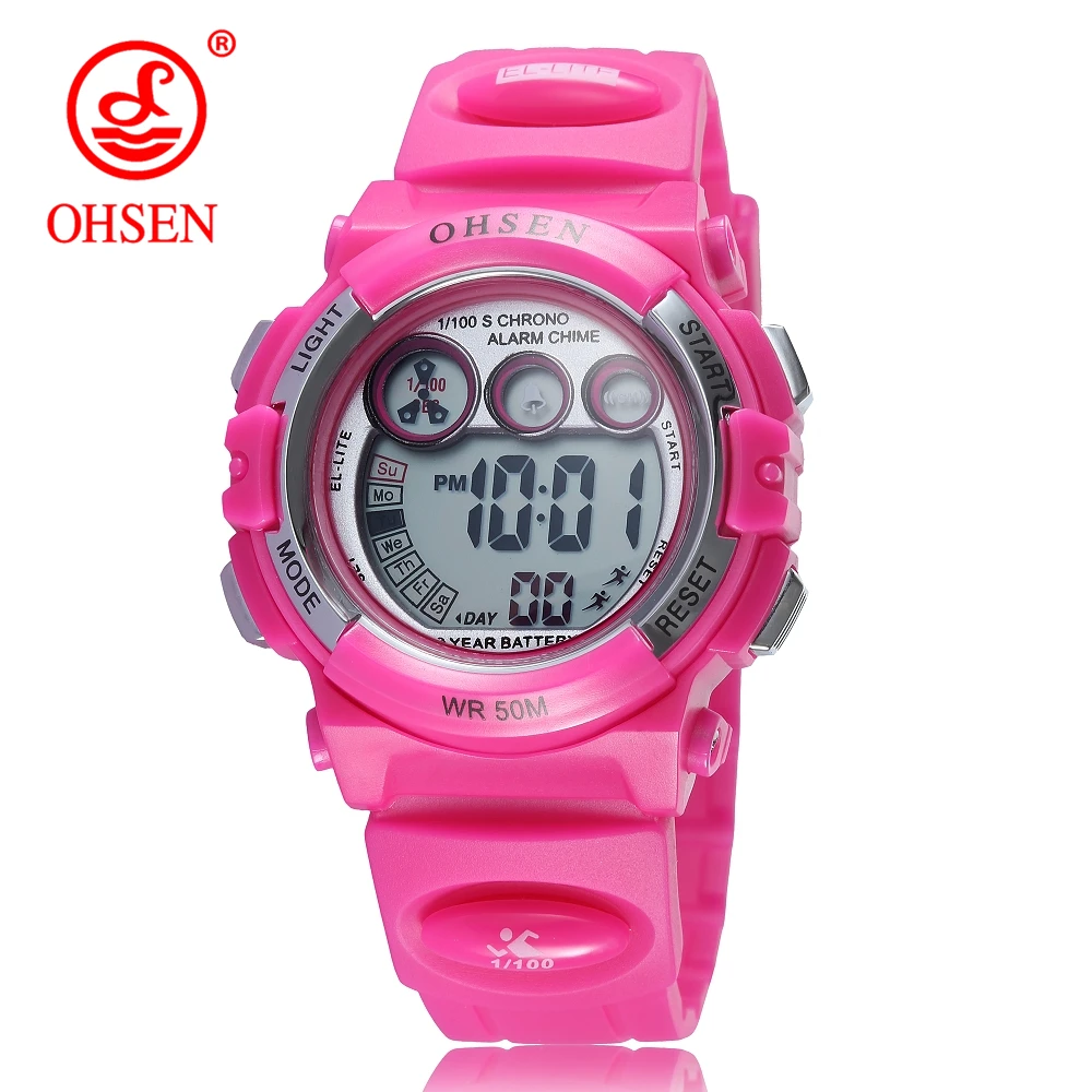 

OHSEN Fashion Simple Sport Watch Outdoor Girl Children Watches Alarm Clock Shock Resistant Waterproof Digital Watch reloj hombre