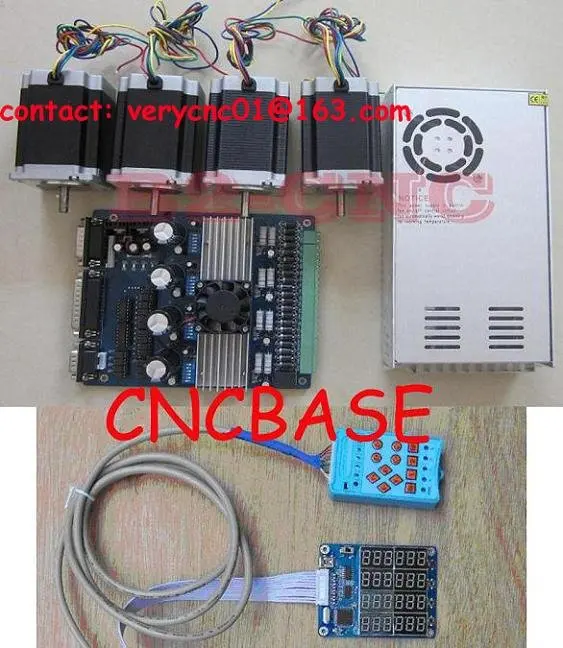 

CNC kit 4Axis Stepper Driver TB6560 + Display board + Handle + 24V 14.8A Power Supply +4PCS 290OZ-IN Nema23 stepper motor