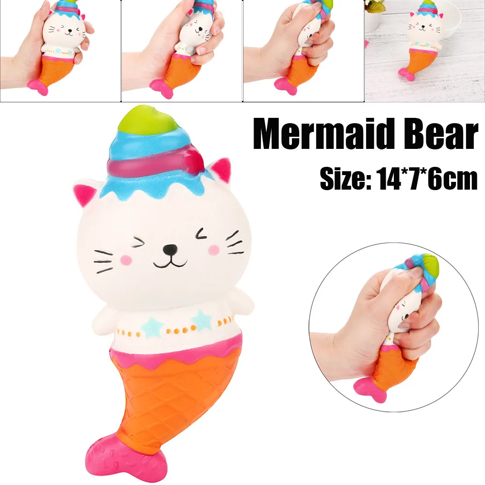 Русалки Bear Squeeze игрушки крем медленно нарастающее при сжатии ремень Детские игрушки Подарки эластичная Экологически чистая Русалка медведь Squeeze игрушки