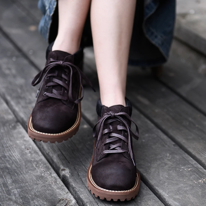 

Artmu Original British Retro Martin Boots Comfortable Flat Sole Boots Spring and Autumn Genuine Leather Ankle Boots F31392