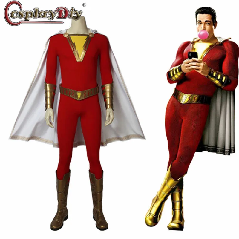 Косплей DIY КИНО Shazam! Маскарадный костюм супергероя Shazam на Хэллоуин, Маскарадные костюмы, комбинезон на заказ