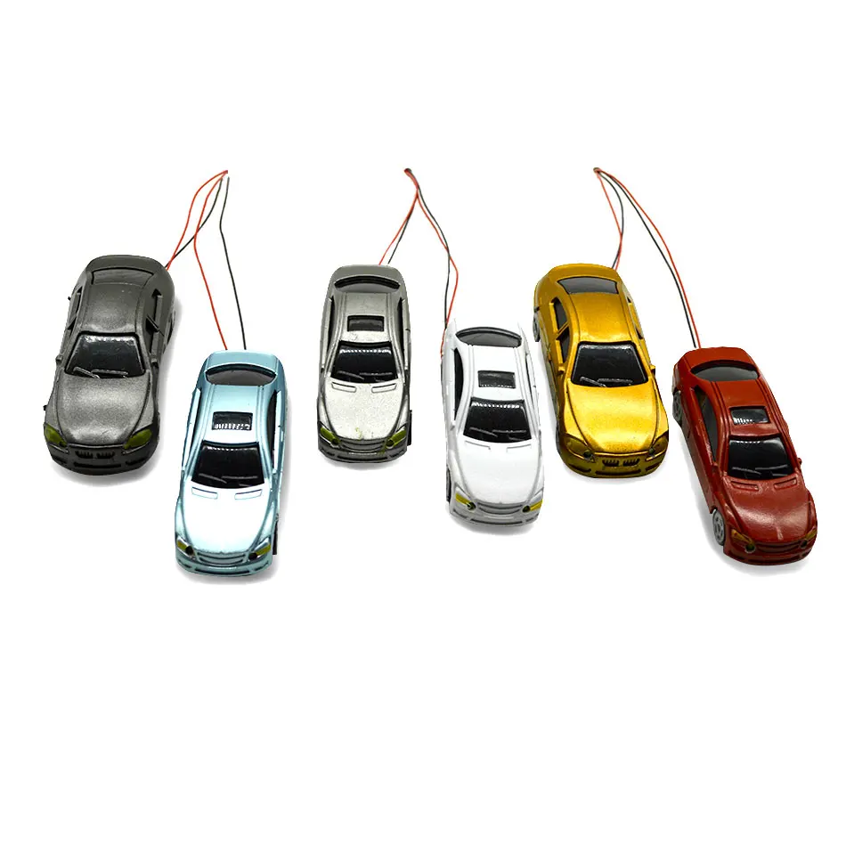 

50pcs scale model lighted car model architecture material model plastic car with 6V LED light