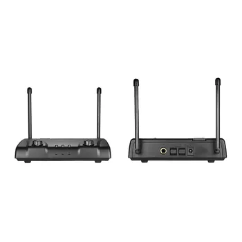 

High Sensitive Dual Channel Wireless Microphone Mic System with Lapel Lavalier Microphones + Bodypack Transmitters + Receiver