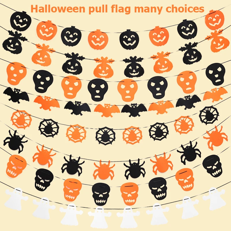Zilue 1pcs/Lot Halloween Pull Flower Pull Flag KTV Bar Layout Props Decoration Pumpkin Ghost Spider Bat Diverse Hanging Flag Zilue 1pcs/Lot Halloween Pull Flower Pull Flag KTV Bar Layout Props Decoration Pumpkin Ghost Spider Bat Diverse Hanging Flag