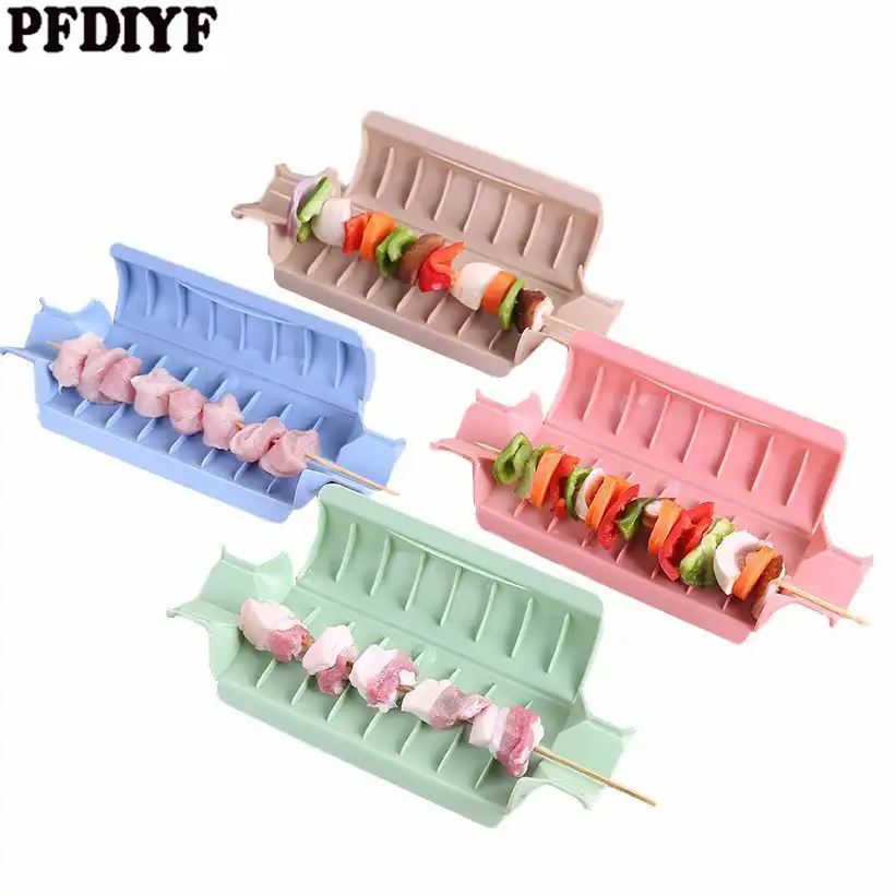 PFDIYF Новое креативное приспособление для приготовления кебаба быстро легко мясо барбекю Brochettes аппарат для насаживания мяса на шампуры барбекю утварь для гриля аксессуары набор - изображение