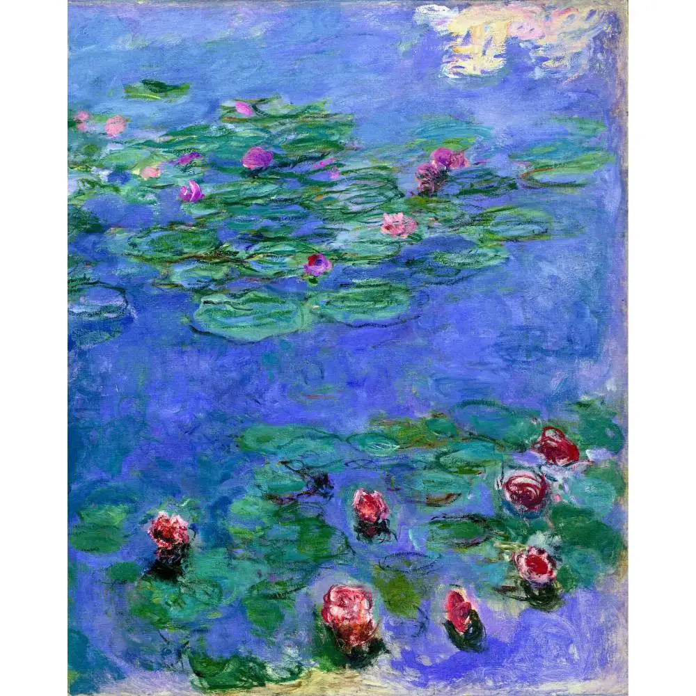 

High Quality Claude Monet Modern Art Water Lilies Red Oil Paintings Reproduction Hand Painted Picture Convert to Canvas for Home