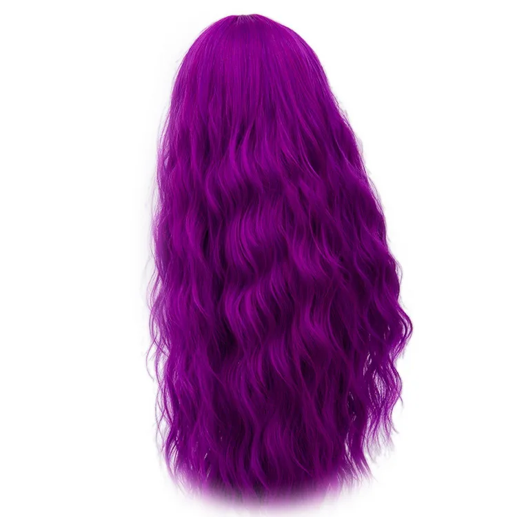 Yiyaobess 70 см длинные волнистые фиолетовый парик косплей синтетические розовые зеленые натуральные волосы парики для женщин высокотемпературное волокно 28 цветов - Цвет: purple