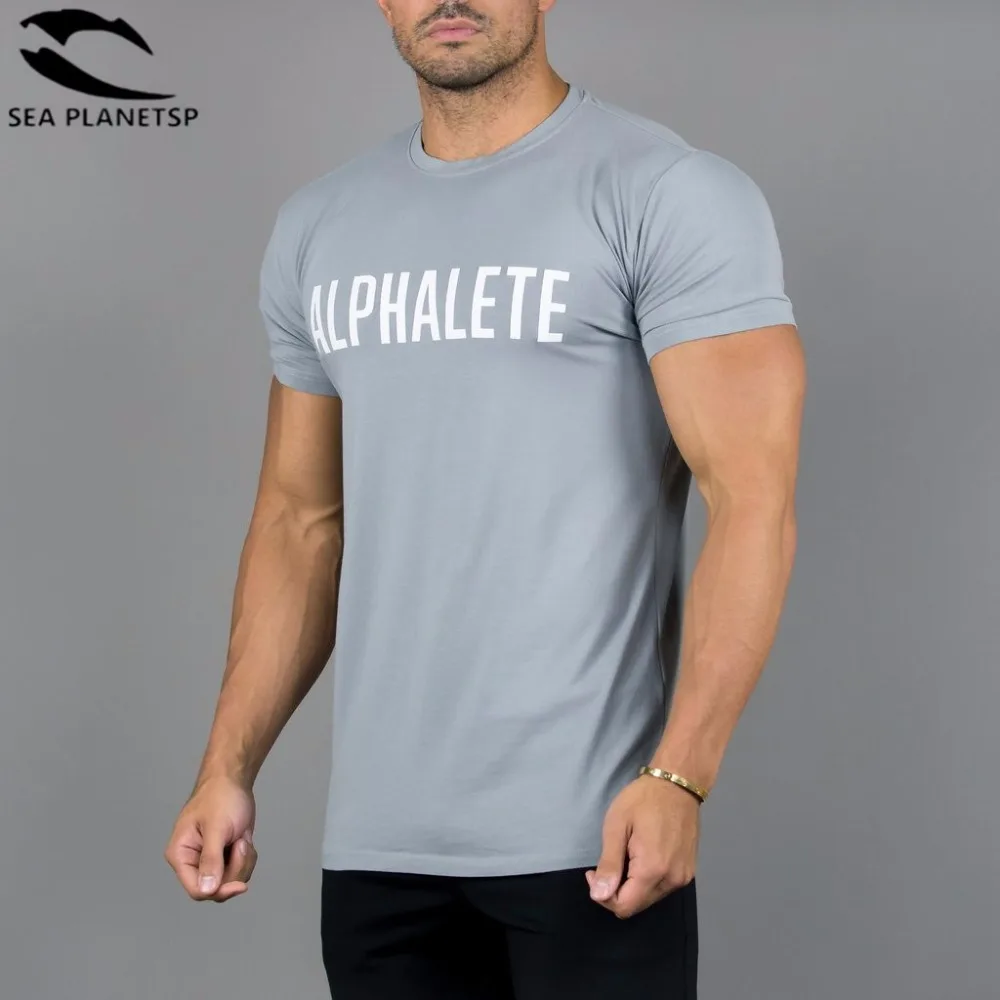 2019 Brand ALPHALETE new men cotton Gyms men t shirt Fitness
