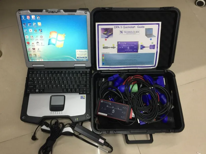 

dpa5 truck scanner dearborn protocol adapter 5 truck diagnostic tool adapter full cable with software in cf-30 toughbook 4gb ram