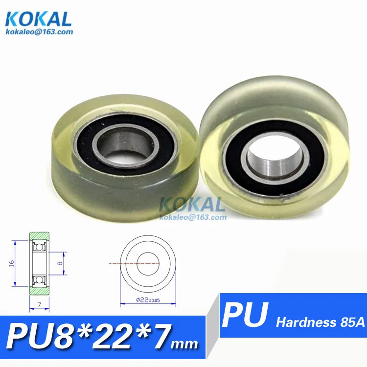 

[PU0822-7] 8*22*7mm polyurethane PU 688RS ball bearing TPU rubber soft low noise door roller wheels pulley