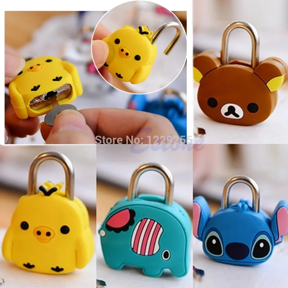 

1pc Cute Creative Cartoon Doll lock Animal Silicone Metal Luggage Padlock