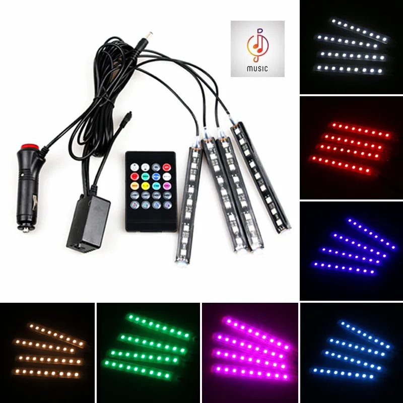  Car RGB LED Music Voice Sound Control Car Interior Decorative Atmosphere Auto RGB Pathway Floor Lig - 32841620815