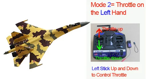 Без аккумулятора, Su35 RTF RC Jet - Цвет: Yellow Mode 2