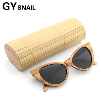

GYsnal 2018 bamboo wooden cat eye sunglasses women Men triangle wooden sunglasses Polarized vintage sun glasses for female Uv400