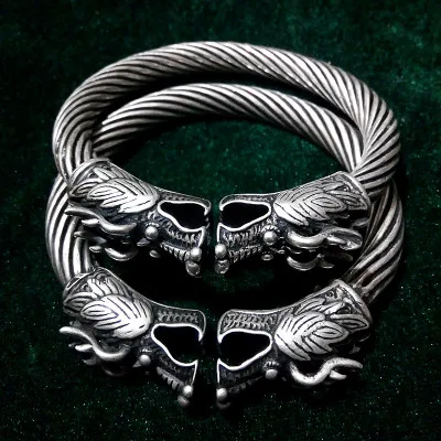 

Miao silver double faucet bracelet white copper material pure hand-made retro style to do the old imitation silver