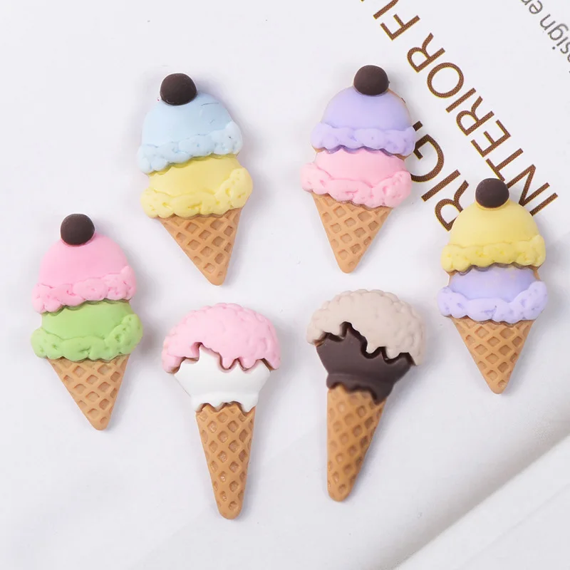 

10Pcs Kawaii Flatback Resin Cabochon Craft Simulation Ice Cream Flat Back Cabochons for Phone Decor DIY Scrapbooking Hair Bows