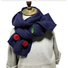 LIHFSI, осенне-зимний теплый длинный шарф для девочек, детский шейный платок с принтом вишни, вязаный шерстяной шарф с воротником для мальчиков, шарф с круглым вырезом для девочек