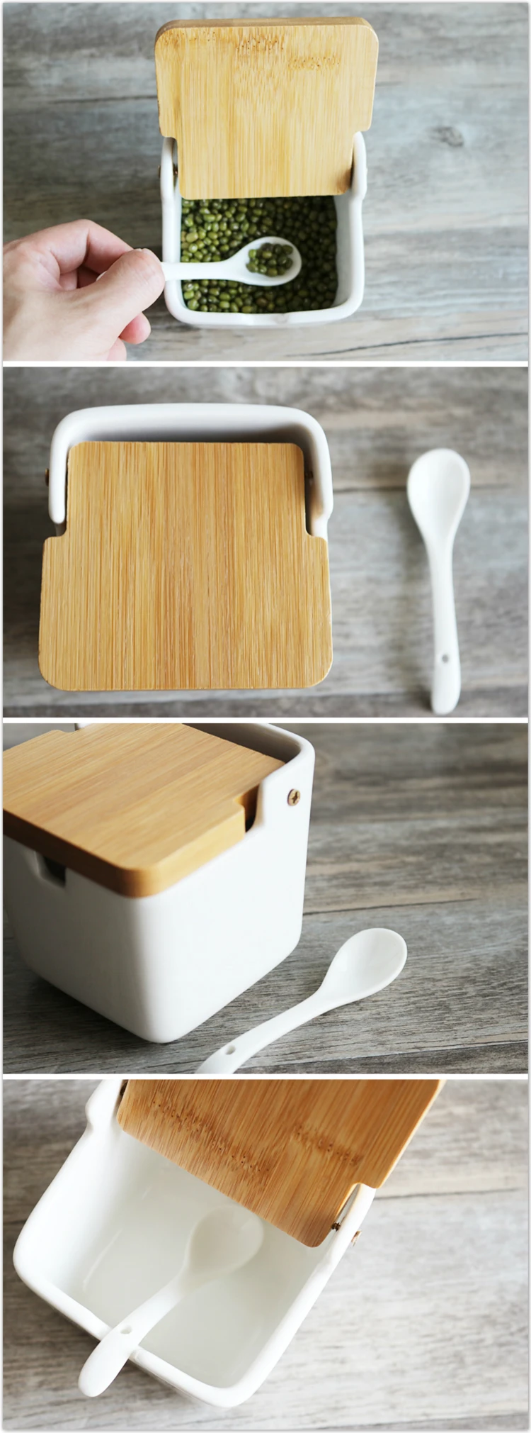 Керамика бамбуковая крышка банка для специй Кухня Творческий соус банки для соли сахара перца бак для хранения китайский приправа коробка