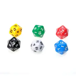 6 компл. D20 кости двадцать Гранник RPG D & D шесть непрозрачные Цвета нескольких Смола многогранных для сторон кости pop для игры