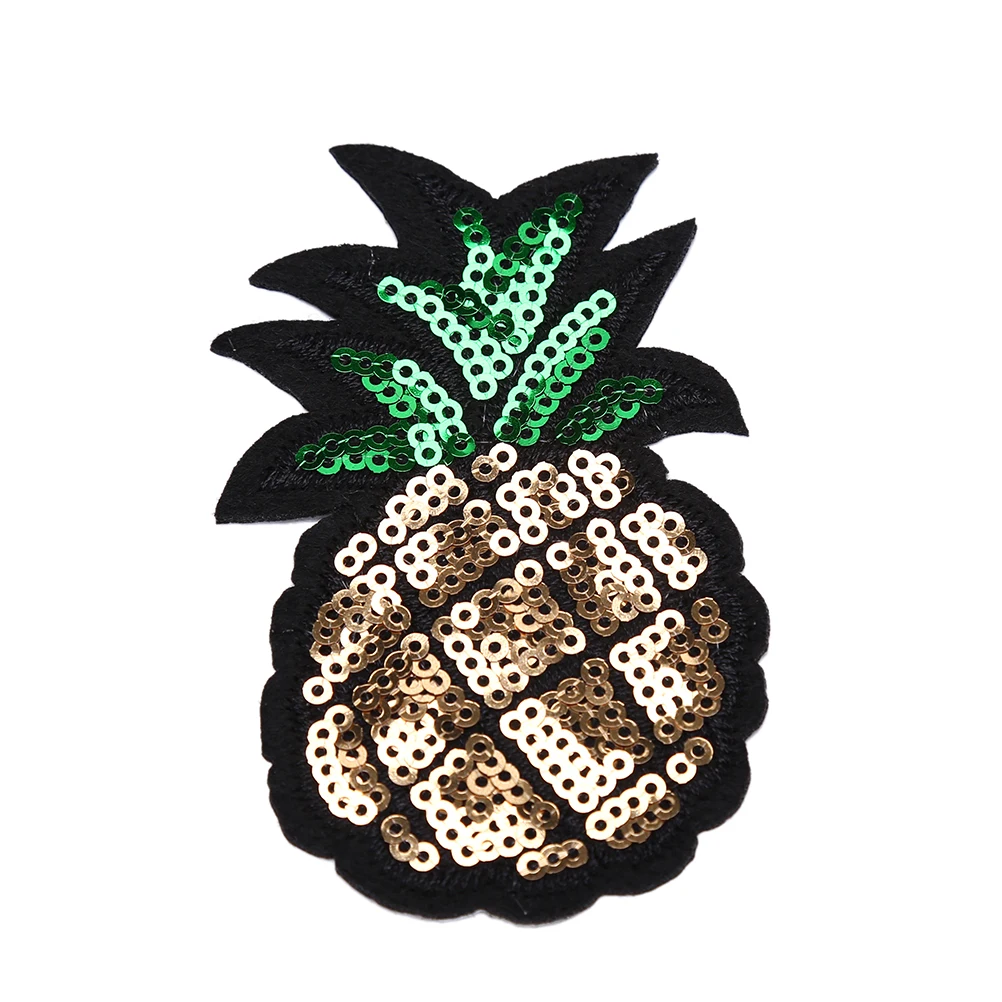 JETTING 4.6*8Cm Pineapple DIY Clothing Sticker Sequins Embroidery Iron Sew On Patch Applique | Дом и сад