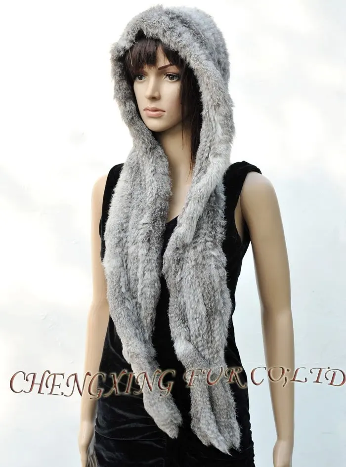 CX-C-05B кролик меховые зимние шапки с завязками~ Прямая - Цвет: NATURAL GREY