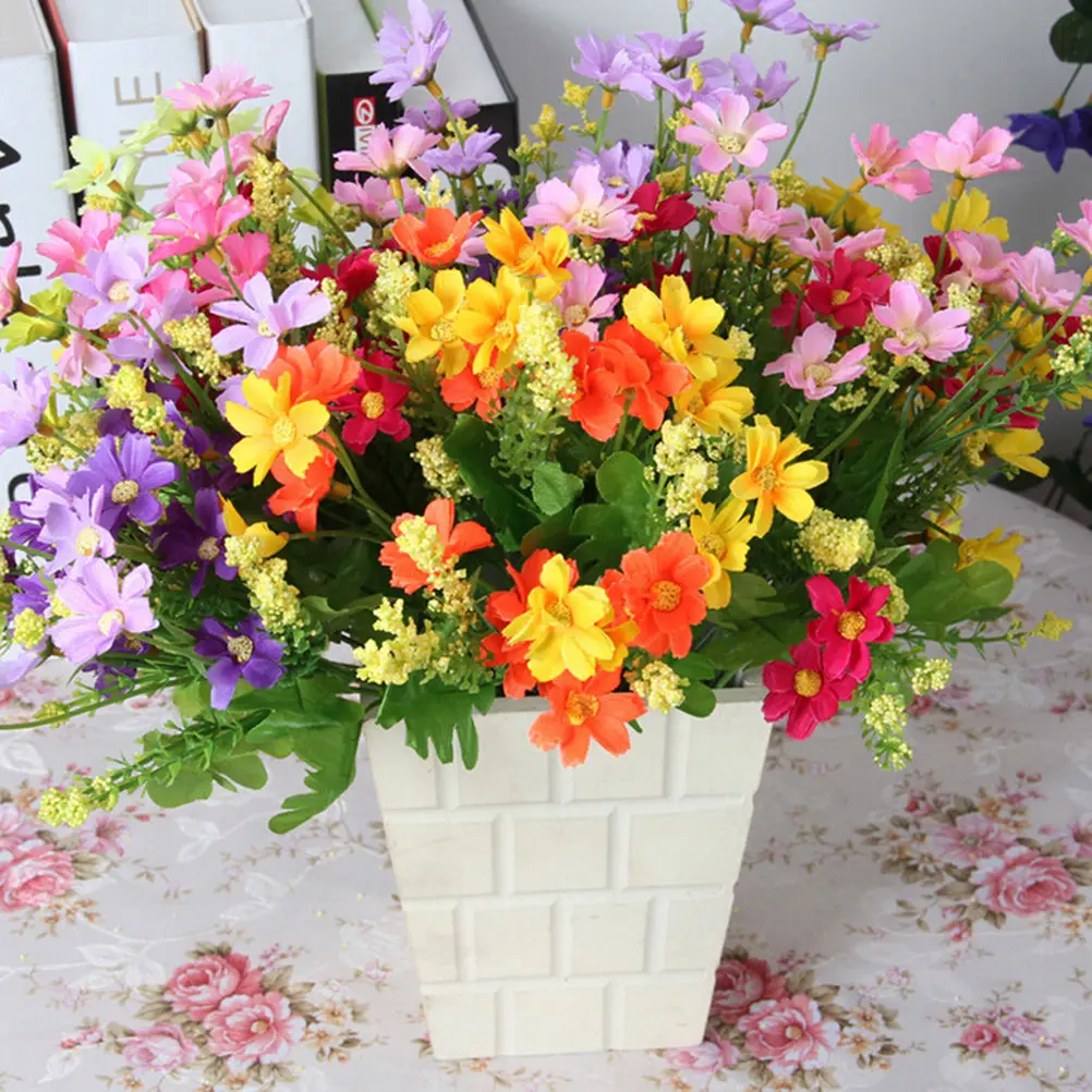 

1PCS 28 Heads Fake Daisy Cheap Real Touch Flower Plants Grass Silk Artificial Flowers For Wedding Home Decoration