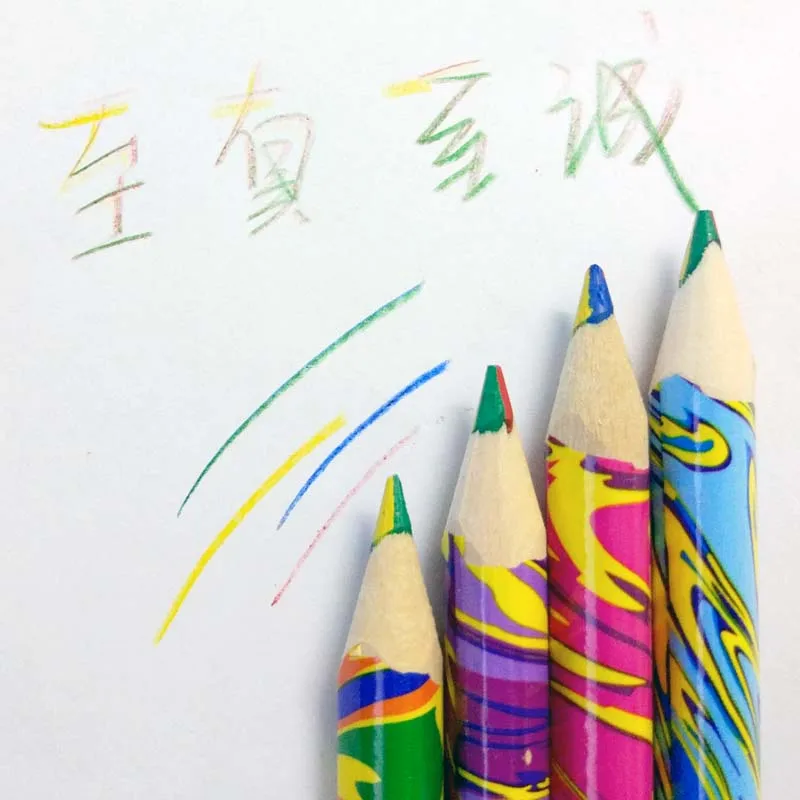 1062 51 De Réduction20 Pièces Crayons De Couleur 4 En 1 Couleurs Bois Dessin Crayons Croquis Crayon De Couleur école Fournitures De Bureau