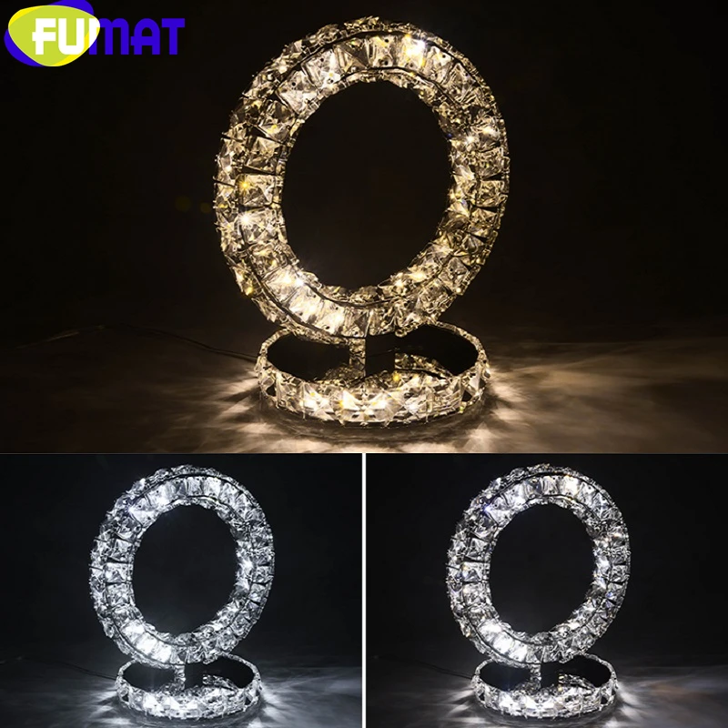 FUMAT алмазные хрустальные настольные лампы с сердечным кольцом XO щит из